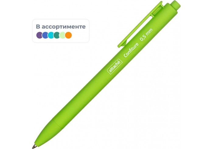 Ручка шариковая автомат. Attache Confiture, 0,5мм, синий стержень, пластик.корпус с покрытием Soft T