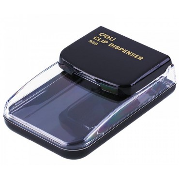 Скрепочница магнитная Deli Е988, пластик, чёрная, без скрепок