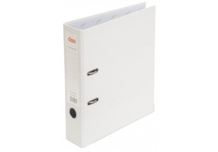Папка-регистратор 75мм, Class, ПВХ, с метал.уголком, белая