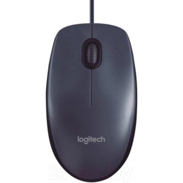 Мышь проводная LOGITECH B100, USB, 2 кнопки + 1 колесо-кнопка, оптическая, черная