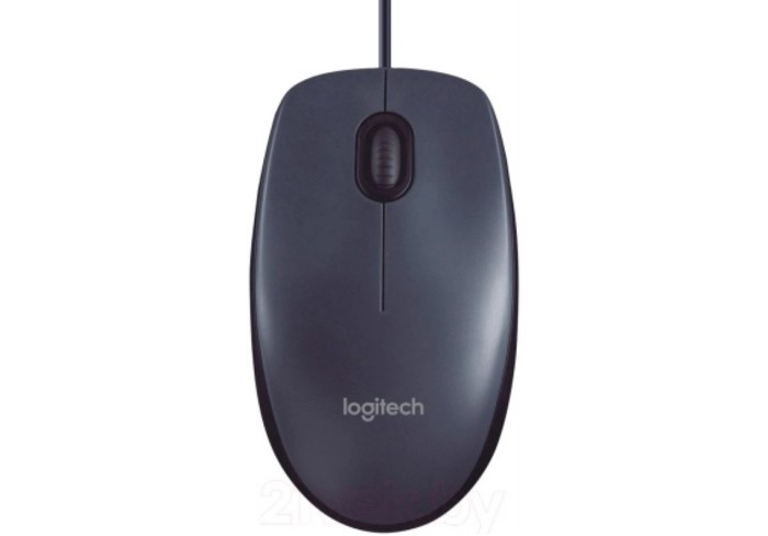 Мышь проводная LOGITECH B100, USB, 2 кнопки + 1 колесо-кнопка, оптическая, черная