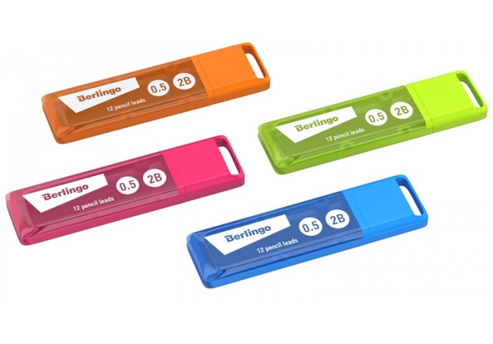 Грифели для механических карандашей Berlingo, 12шт., 0,5мм, 2B