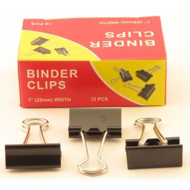 Зажимы для бумаг в наборе, черные, 25 мм, 12шт. Binder clips