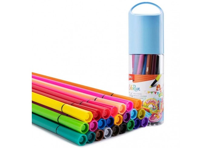 Фломастеры Deli ColoRun, 24 цветов, смываемые чернила