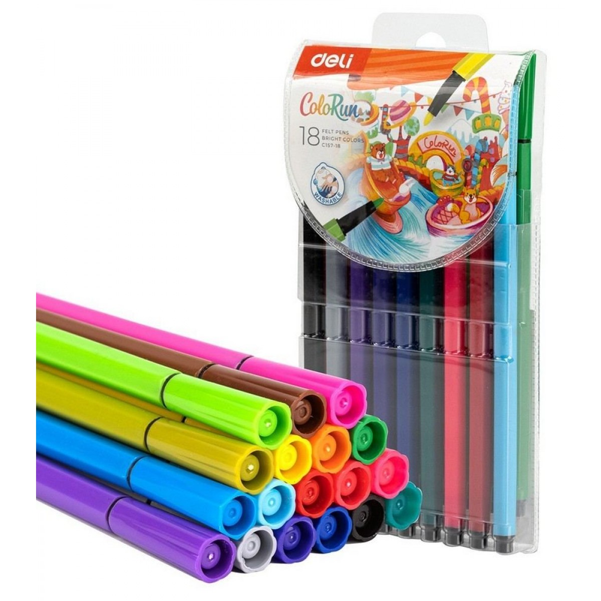 Фломастеры 18 цветов, в пенале, «ColoRun», Deli