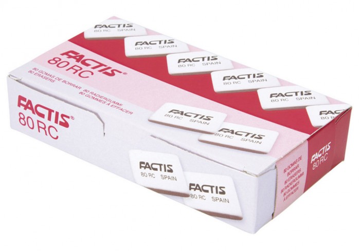 Ластик FACTIS 80 RC (Испания), 28х20х7 мм, белый, прямоугольный, каучук