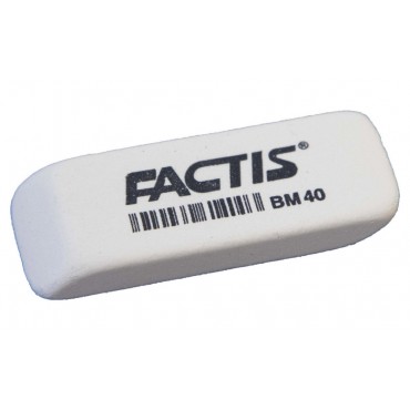 Ластик FACTIS BM 40 (Испания), 52х20х7 мм, белый, прямоугольный, скошенные края