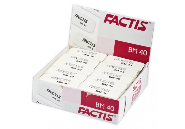 Ластик FACTIS BM 40 (Испания), 52х20х7 мм, белый, прямоугольный, скошенные края