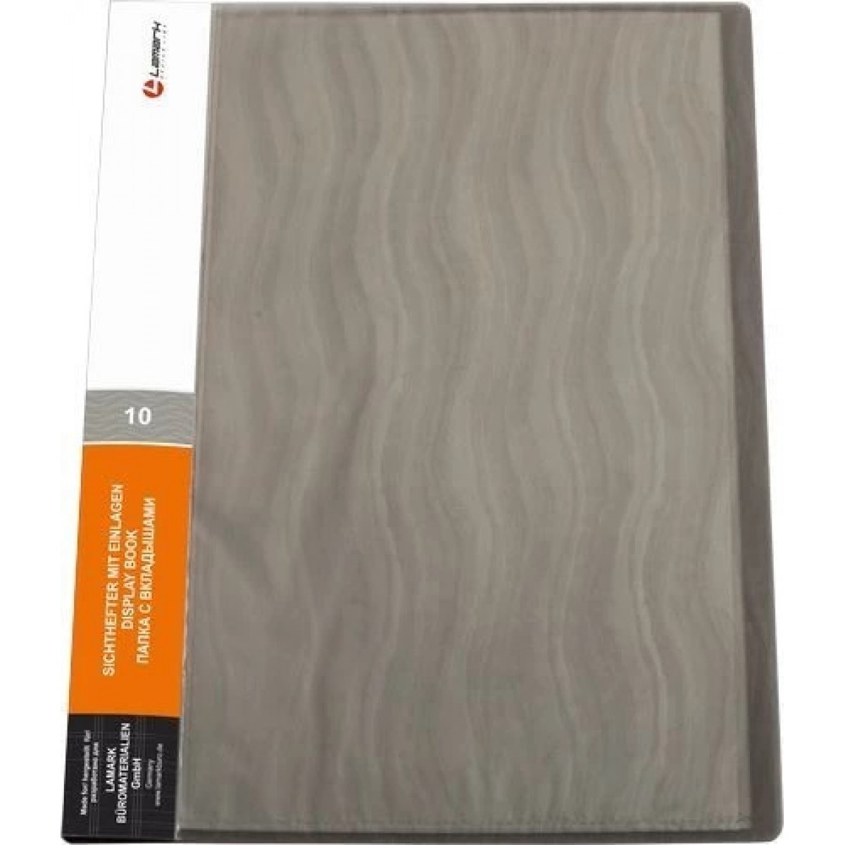 Папка с 10 вкладышами 0,60мм Волна серая