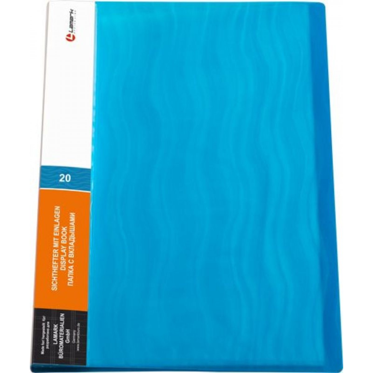 Папка с 20 вкладышами 0,60мм Волна синяя