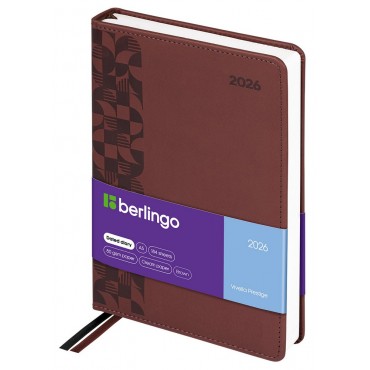 Ежедневник датированный 2026г., А5, 184л., кожзам, Berlingo 