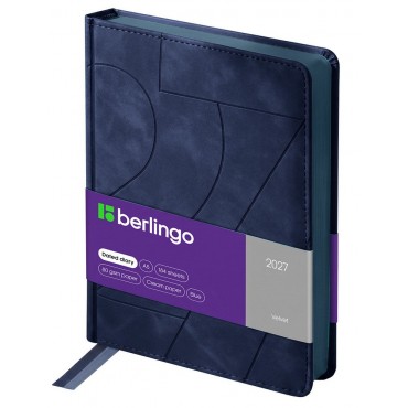 Ежедневник датированный 2027г., А5, 184л., кожзам, Berlingo 