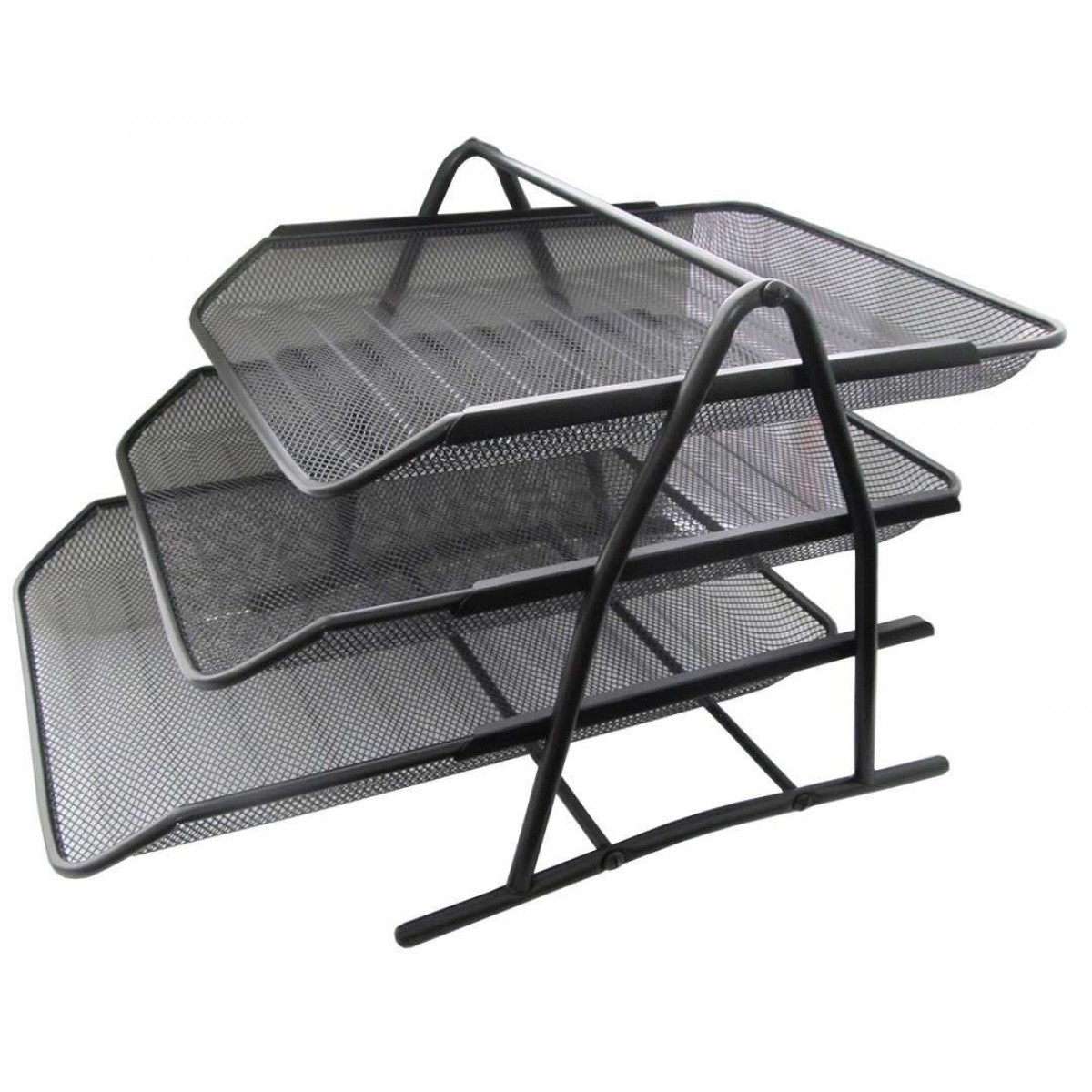 Лоток горизонтальный 3х-секционный, метал, чёрный, (ДхШхВ)350×275×250 мм GROSS