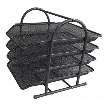 Лоток горизонтальный 4х-секционный, метал, чёрный, GROSS