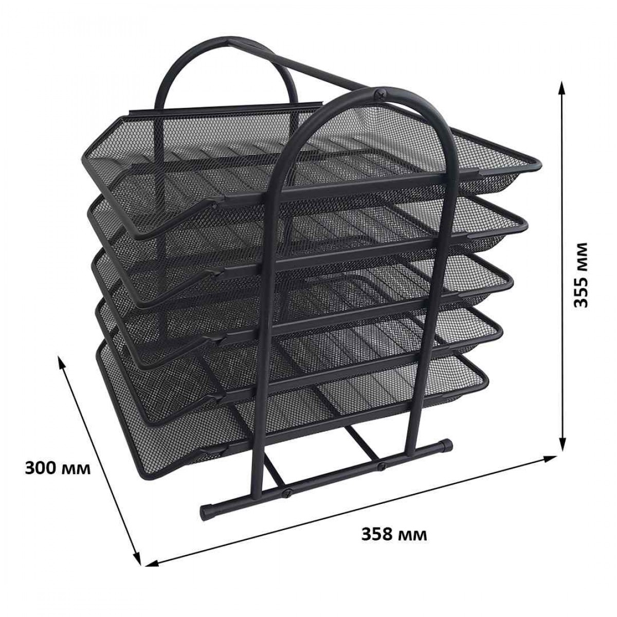 Лоток горизонтальный 5 отделений металлический, черный, 300*358*355мм, GROSS