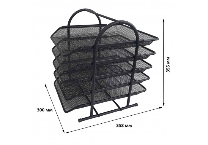 Лоток горизонтальный 5 отделений металлический, черный, 300*358*355мм, GROSS
