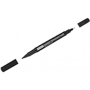 Маркер перманентный двухсторонний OfficeSpace черный, пулевидный, 0,5/2,0мм