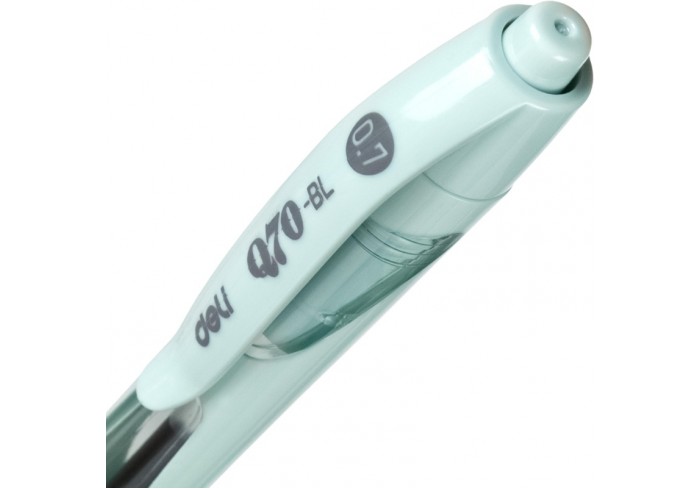 Ручка шариковая автомат. Deli  шарик 0,7мм/0,45, нескольз, чернила синие пониж.вязкости, цвета в асс