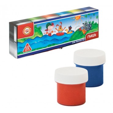 Гуашь KOH-I-NOOR, 12 цветов по 25 мл, без кисти, картонная упаковка,