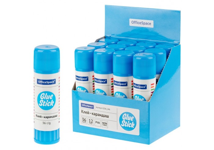Клей-карандаш OfficeSpace, 36г, дисплей