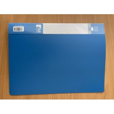 Папка с металлическим пружинным скоросшивателем и внутренним карманом, A4, синяя, пластик 0.7мм.,