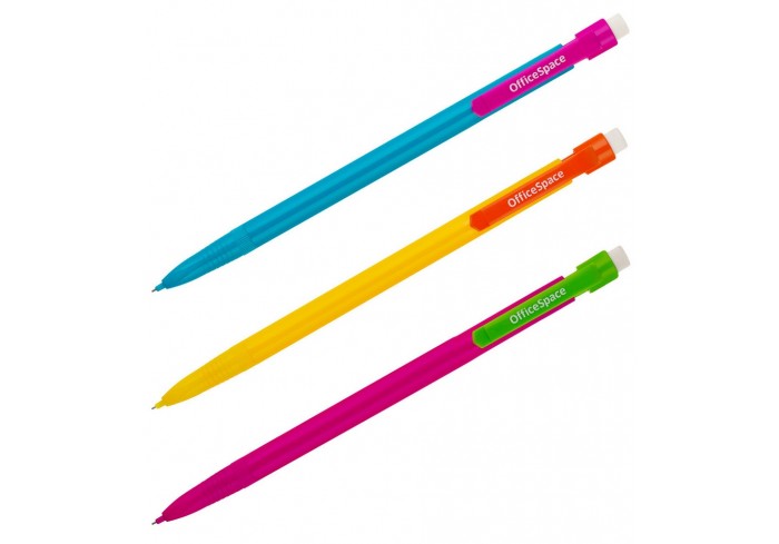 Карандаш механический OfficeSpace 0,5мм, с ластиком, ассорти