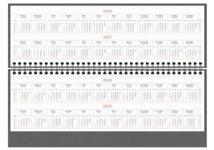 Планинг датированный 2026г., 64л., 330*130мм, кож.зам, BG 