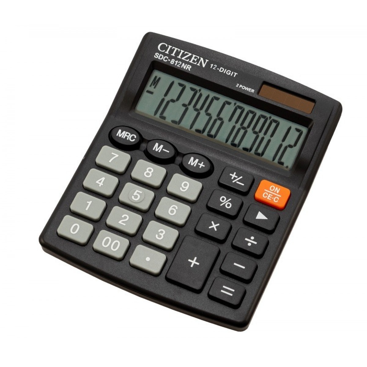 Калькулятор настольный Citizen SDC-812NR, 12 разрядов, двойное питание, 102*124*25мм, черный