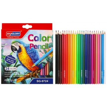 Карандаши  24  цвета треугольные пластиковые, SkyGlory