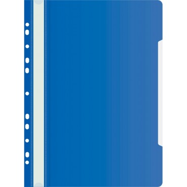 Папка-скоросшиватель пластиковый А4, с перфорацией, прозрачный верх, синий, 0.14/0.18мм,