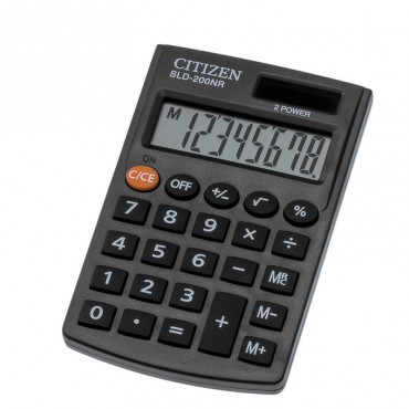 Калькулятор карманный Citizen SLD-200NR, 8 разр., двойное питание, 62*98*10мм, черный