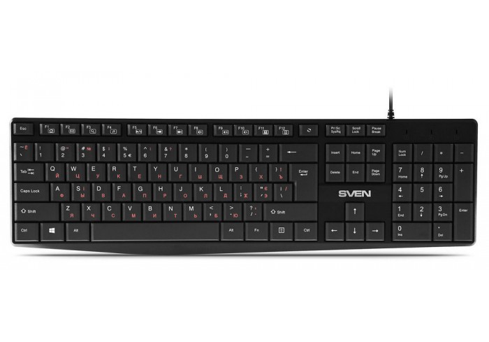 Клавиатура проводная SVEN KB-S305, USB, 105 кнопок, черная,