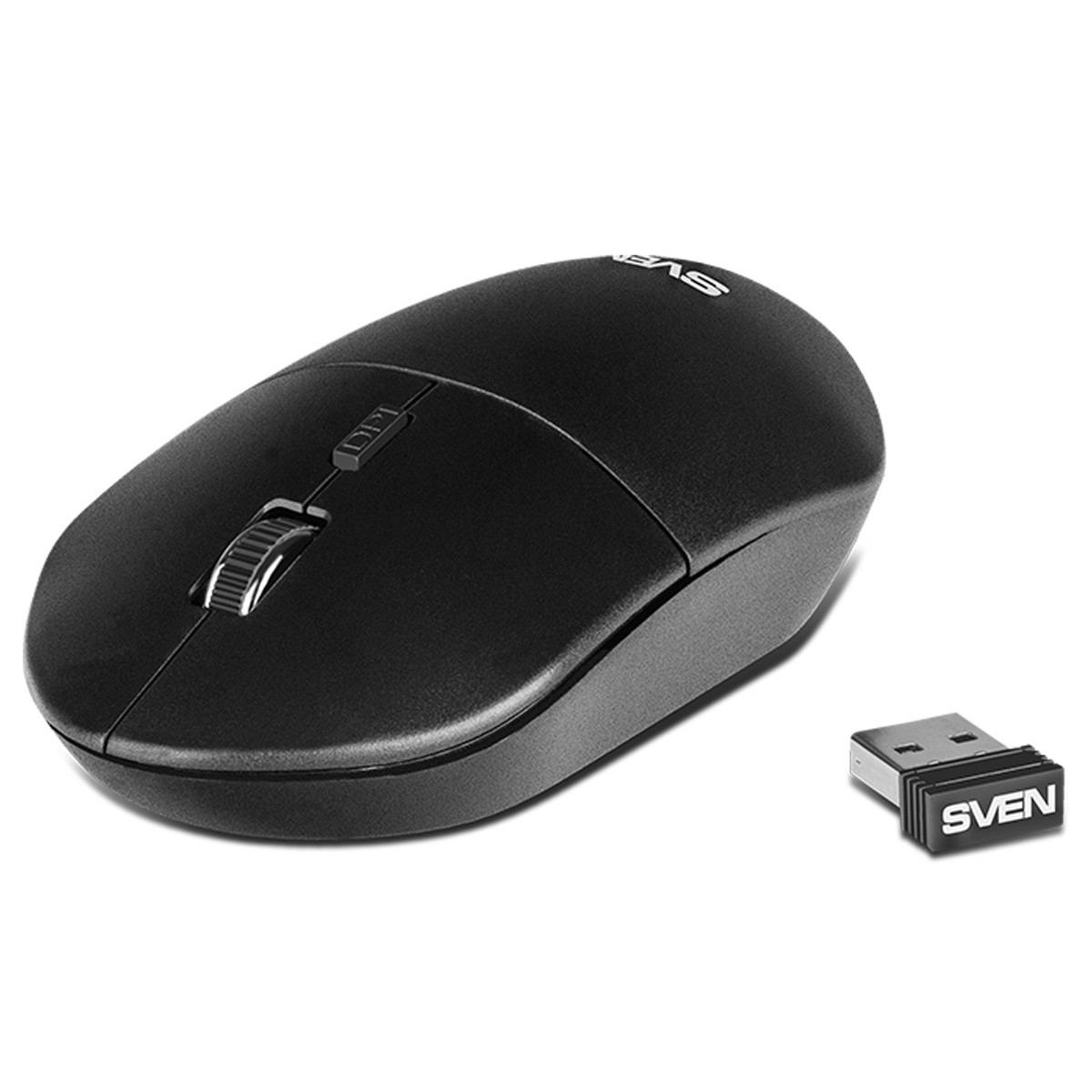 Мышь беспроводная Sven RX-515SW, бесшумная работа кнопок, черный, 3btn+Roll