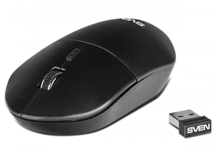 Мышь беспроводная Sven RX-515SW, бесшумная работа кнопок, черный, 3btn+Roll
