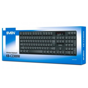 Клавиатура беспроводная SVEN KB-C2300W, USB, 104 клавиши, 2,4 GHz, черная, SV-021474
