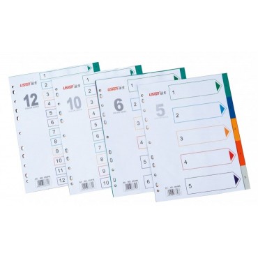 Разделитель листов А4, цифровой 1-10, цветной,пластиковый