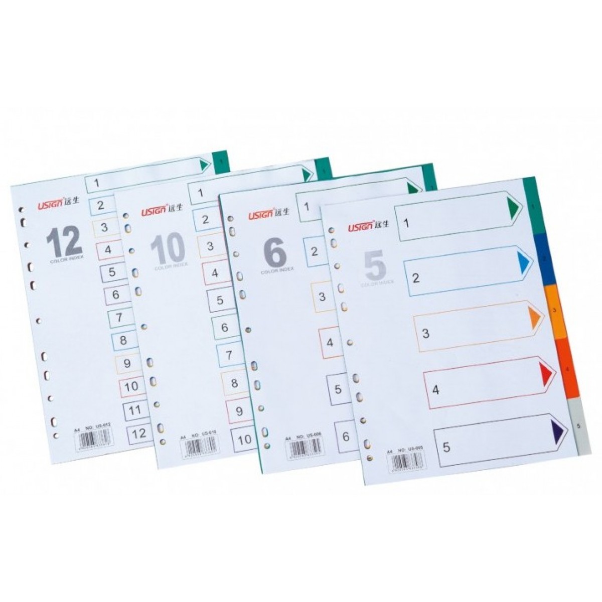 Разделитель листов А4, цифровой 1-12, цветной, пластиковый