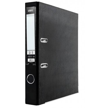 Папка регистратор 50мм А4 ПВХ, Deli, черный, метал.уголки, разборная, 1,8мм