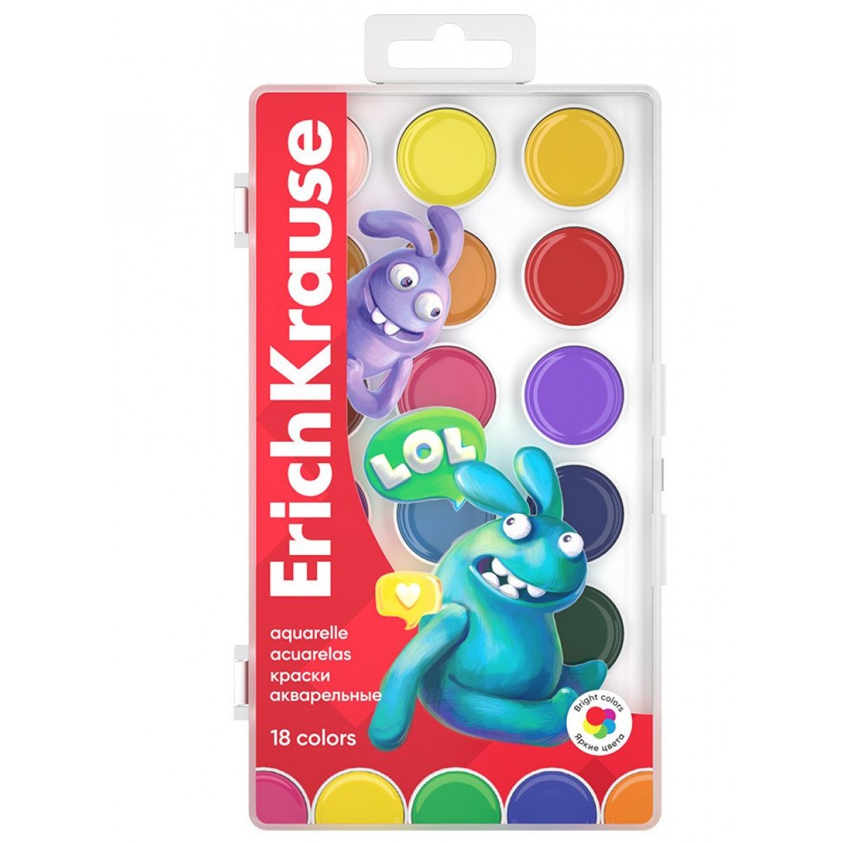 Краски акварельные ErichKrause Jolly Friends 18 цветов
