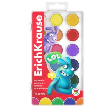 Краски акварельные ErichKrause Jolly Friends 18 цветов