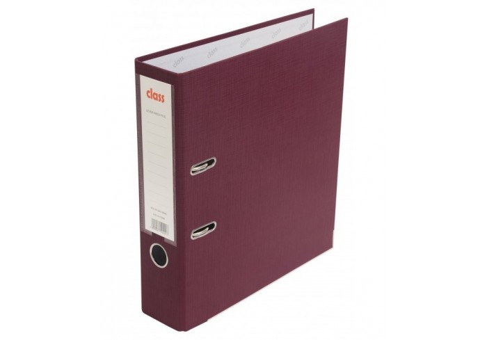 Папка-регистратор 75мм, Class, ПВХ, с мет уголком,  бордовая