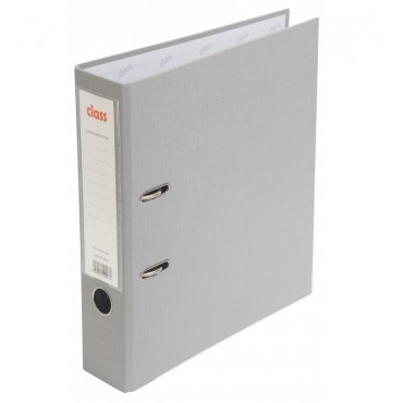 Папка регистратор 75мм, Class, ПВХ, с метал.уголком, серая
