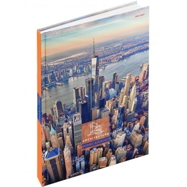 Бизнес-блокнот А4 120л. ВИД НА НЕБОСКРЁБЫ  пер.7БЦ , глянц.лам.,цвет.мелов.обложка