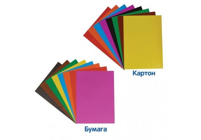 Набор цветной бумаги (8л.,8цв., двуст. офсет) и картона (8л.,8цв.,мелов.) A4, Мульти-Пульти, в папке