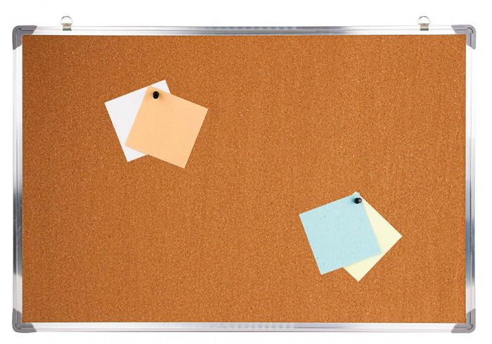 Доска пробковая 90х120 с подвесом, алюминиевая рама