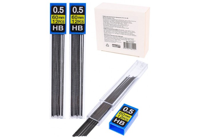 Грифели для механических карандашей d=0,5 mm, HB, 12 шт. в упак
