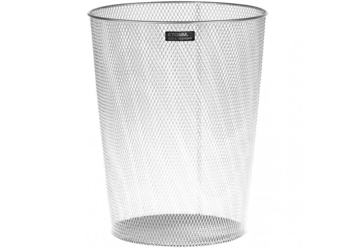 Корзина для бумаг СТАММ, 09л, сетчатая, металлическая, серебристая