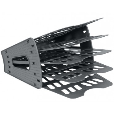 Лоток для бумаг веерный СТАММ, 5-ти секционный, серый