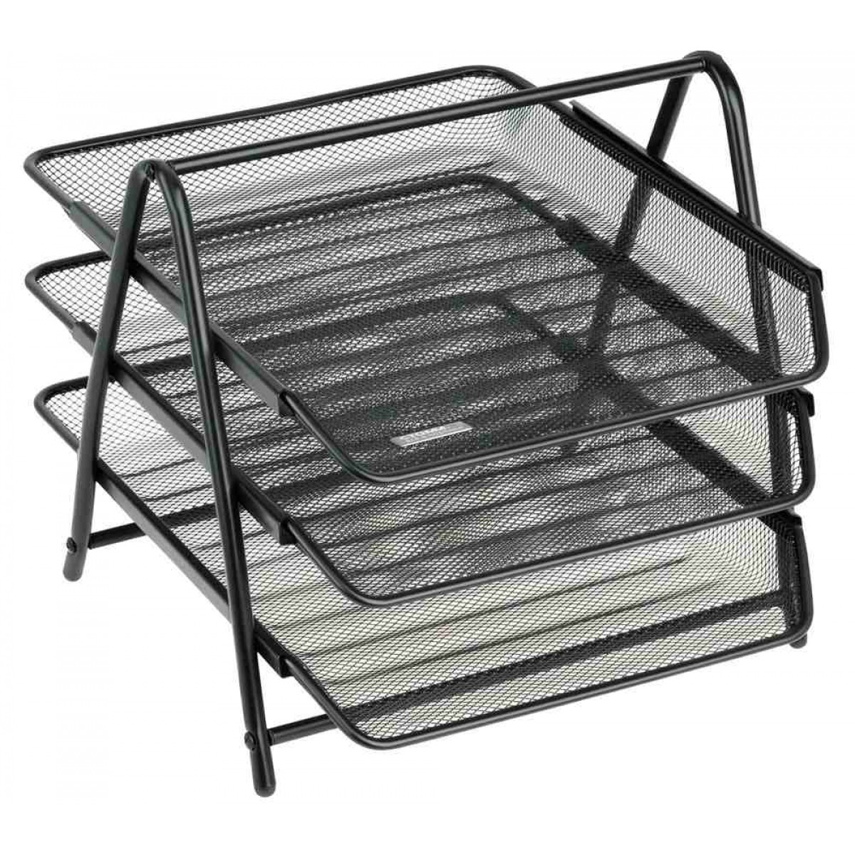 Лоток для бумаг горизонтальный СТАММ, 3 секции, металл, черный