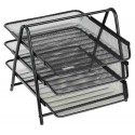 Лоток для бумаг горизонтальный СТАММ, 3 секции, металл, черный